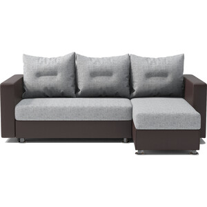 Угловой диван Шарм-Дизайн Ария правый экокожа шоколад и серый шенилл кресло кровать шарм дизайн шарм экокожа черная и серый шенилл