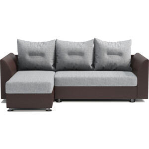 Угловой диван Шарм-Дизайн Ария Скала левый экокожа шоколад и серый шенилл кресло кровать шарм дизайн шарм экокожа беж и серый шенилл