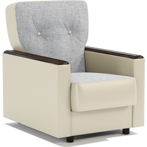 Кресло для отдыха Шарм-Дизайн Классика Д серый шенилл и экокожа беж кресло для отдыха мебелик шоле экокожа ева 2 каркас венге