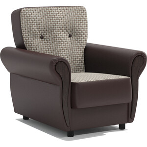 Кресло для отдыха Шарм-Дизайн Классика М Корфу беж и экокожа шоколад кресло для отдыха мебелик шоле экокожа ева 2 каркас венге
