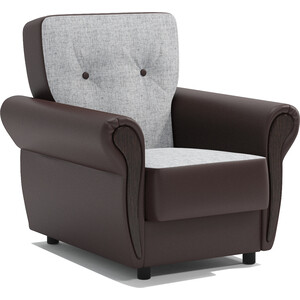 Кресло для отдыха Шарм-Дизайн Классика М серый шенилл и экокожа шоколад кровать шарм дизайн шарм 100 экокожа шоколад и серый шенилл
