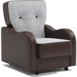 Кресло для отдыха Шарм-Дизайн Классика В серый шенилл и экокожа шоколад кровать шарм дизайн шарм 140 экокожа шоколад и серый шенилл