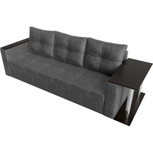 Прямой диван Лига Диванов Атланта Лайт со столом рогожка серый правый (112489R)