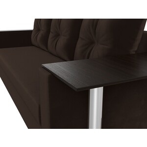Прямой диван Лига Диванов Атланта Лайт со столом микровельвет коричневый правый (112483R)