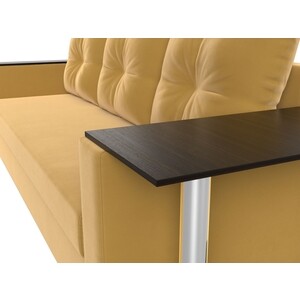 Прямой диван Лига Диванов Атланта Лайт со столом микровельвет желтый правый (112480R)