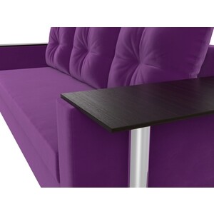 Прямой диван Лига Диванов Атланта Лайт со столом микровельвет фиолетовый правый (112485R)