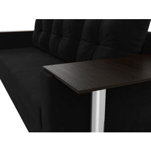 Прямой диван Лига Диванов Атланта Лайт со столом микровельвет черный правый (112486R)