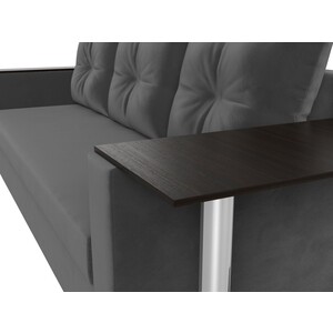 Прямой диван Лига Диванов Атланта Лайт со столом велюр серый правый (112475R)