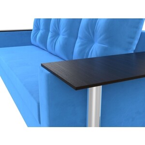 Прямой диван Лига Диванов Атланта Лайт со столом велюр голубой правый (112472R)