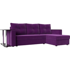 Угловой диван Лига Диванов Атланта Лайт микровельвет фиолетовый правый угол (112507) диван угловой мебелико эмир п микровельвет фиолетовый