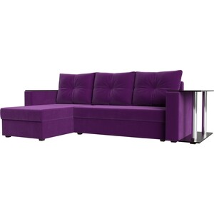 Угловой диван Лига Диванов Атланта Лайт микровельвет фиолетовый левый угол (112507L) диван угловой мебелико эмир п микровельвет фиолетовый