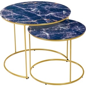Набор кофейных столиков Bradex Tango темно-синий, ножки матовое золото, 2 шт (FR 0757) зеркало 66x156 см римское золото evoform exclusive g by 4146