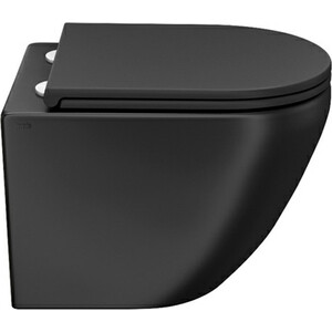 Унитаз подвесной безободковый IDDIS Blanco с сиденьем микролифт, черный матовый (BLAR3BMi25)