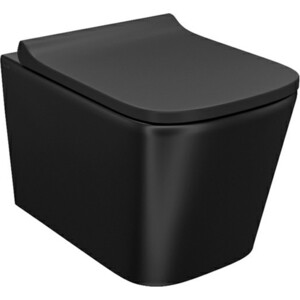 Унитаз подвесной безободковый IDDIS Bild с сиденьем микролифт, черный матовый (BILR2BMi25)