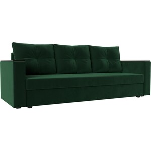 Прямой диван Лига Диванов Атланта Лайт без стола велюр зеленый (112638) кресло лига диванов бергамо велюр зеленый 111982