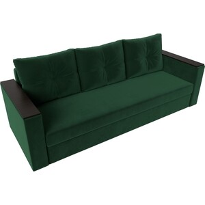 Прямой диван Лига Диванов Атланта Лайт без стола велюр зеленый (112638)