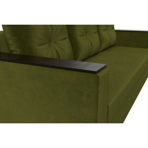 Прямой диван Лига Диванов Атланта Лайт без стола микровельвет зеленый (112646)