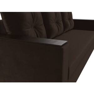 Прямой диван Лига Диванов Атланта Лайт без стола микровельвет коричневый (112648)