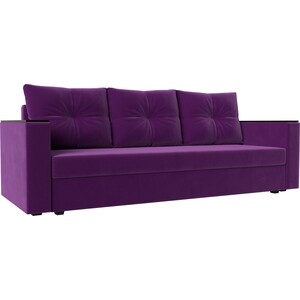 Прямой диван Лига Диванов Атланта Лайт без стола микровельвет фиолетовый (112650) детский диван артмебель найс микровельвет фиолетовый