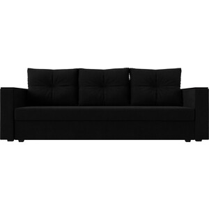 Прямой диван Лига Диванов Атланта Лайт без стола микровельвет черный (112651)