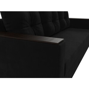 Прямой диван Лига Диванов Атланта Лайт без стола микровельвет черный (112651)
