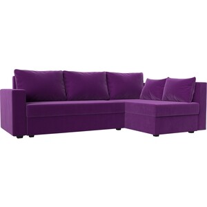 Угловой диван Лига Диванов Мансберг микровельвет фиолетовый правый угол (112535) угловой модульный диван лига диванов холидей микровельвет фиолетовый