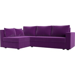 Угловой диван Лига Диванов Мансберг микровельвет фиолетовый левый угол (112535L) кресло лига диванов бергамо микровельвет фиолетовый 112010