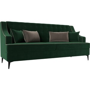 Прямой диван Лига Диванов Марк велюр зеленый\коричневый (111897) кресло лига диванов бергамо велюр зеленый коричневый 111983