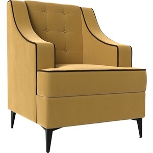 Кресло Лига Диванов Марк микровельвет желтый\коричневый (111875) кресло arsko магнус бел дуб желтый вельвет