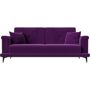 Прямой диван Лига Диванов Неаполь микровельвет фиолетовый (111941)