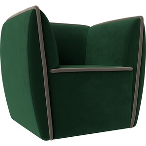Кресло Лига Диванов Бергамо велюр зеленый\коричневый (111983) кресло лига диванов неаполь велюр голубой 111952