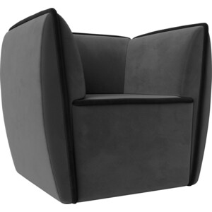 Кресло Лига Диванов Бергамо велюр серый\черный (111987) кресло лига диванов неаполь велюр голубой 111952