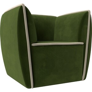 Кресло Лига Диванов Бергамо микровельвет зеленый\бежевый (112001) кресло лига диванов бергамо микровельвет зеленый 112000