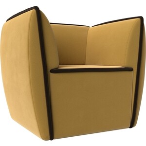 Кресло Лига Диванов Бергамо микровельвет желтый\коричневый (112003) кресло лига диванов бергамо микровельвет зеленый 112000
