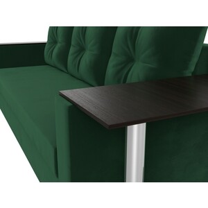 Прямой диван Лига Диванов Атланта Лайт со столом велюр зеленый правый (112473R)