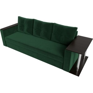 Прямой диван Лига Диванов Атланта Лайт со столом велюр зеленый правый (112473R)
