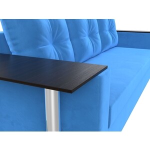 Прямой диван Лига Диванов Атланта Лайт со столом велюр голубой левый (112472)