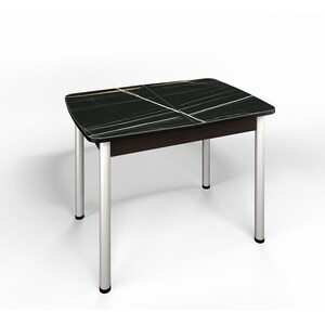 Обеденный комплект Бител Флорида стол СМ-3 ножки сталь прямые венге/серебро, четыре стула Волна серебро/Умбер (BTL10000553)