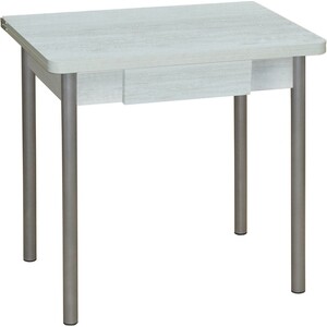 Стол обеденный Катрин Эко 80х60 с ящиком бетон пайн белый, опора №2 круглая серебристый металлик стол обеденный мебелик кросс дуб американский