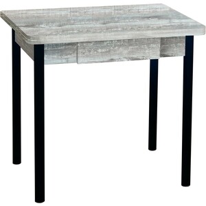 Стол обеденный Катрин Эко 80х60 с ящиком бетон пайн темный, опора №2 круглая муар черный обеденный стол переработанная массивная древесина 120 x 60 x 76 см