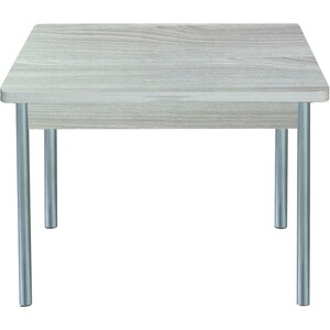 Стол обеденный Катрин Симпл раскладной ясень шимо светлый, опора №2 круглая серебристый металлик раскладной стол мебелик