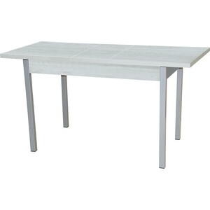 Стол обеденный Катрин Колорадо раздвижной бетон пайн белый, опора Квадро серебристый металлик