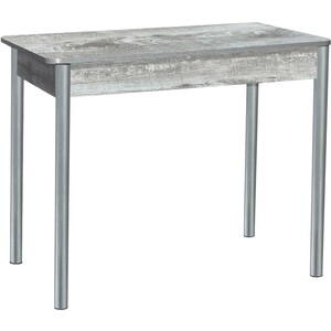 Стол обеденный Катрин Нью-Йорк раздвижной бетон пайн темный, опора круглая серебристый металлик