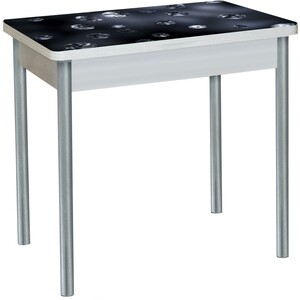 Стол обеденный Катрин Бронкс поворотно раскладной, с фотопечатью, бетон белый, кристаллы, опора круглая серебристый металлик стол обеденный катрин колорадо раздвижной дуб сонома опора квадро серебристый металлик