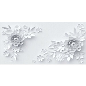Стол обеденный Катрин Симпл поворотно раскладной, с фотопечатью, бетон белый, цветы на сером, опора круглая муар белый