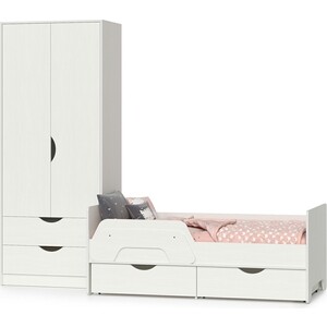 Комплект мебели Моби Уна белый, под дерево (11.22+13.327) комплект мебели свк стандарт кровать 120х200 с ящиками шкаф угловой 81 2х81 2х200 белый 1024272