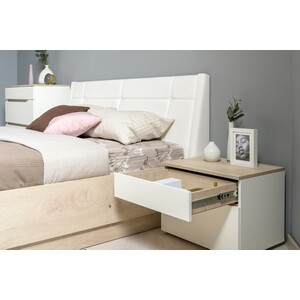 Комплект мебели Моби Муссон цвет белый/дуб эндгрейн элегантный/кожзам белый (11.28+2х16.03)