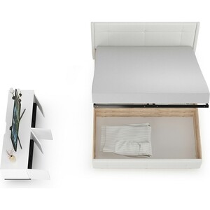 Комплект мебели Моби Муссон цвет белый/чёрный/дуб эндгрейн элегантный/кожзам белый (11.28+13.276)