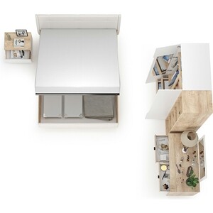 Комплект мебели Моби Муссон №6 цвет белый/дуб эндгрейн элегантный/искусственная кожа белая