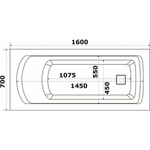 Акриловая ванна BAS Аякс 160х70 с каркасом, фронтальная панель (В 00129, Э 00129)